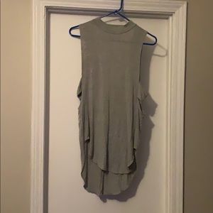 Grey Mock Turtleneck Tank - Open Sides and Back